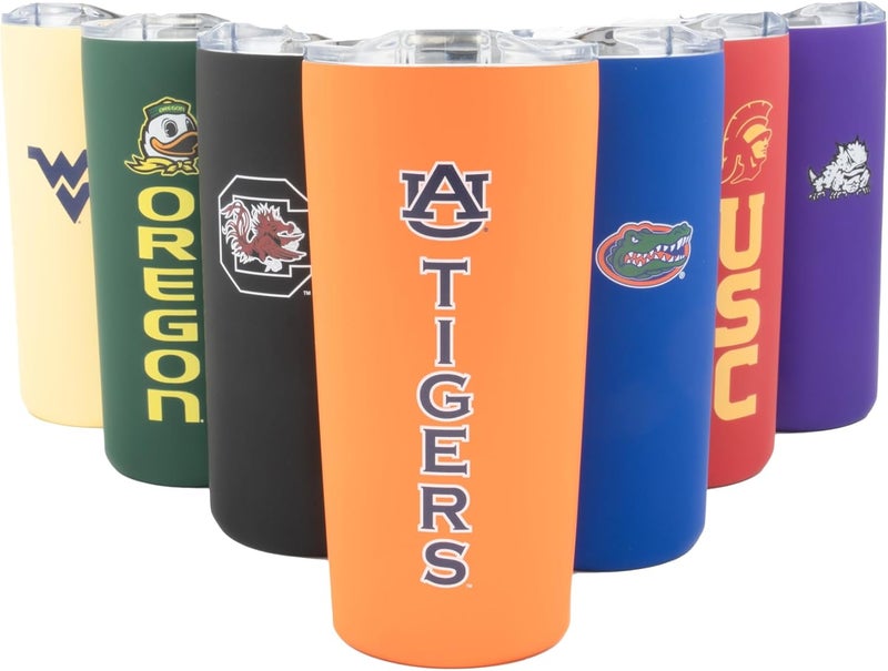 Decorvo Officially Licensed Collegiate Stainless Steel Tumbler - Double Walled Insulated Travel Tumbler with Slide Lid - 18 oz (Auburn - Orange) - Image 1